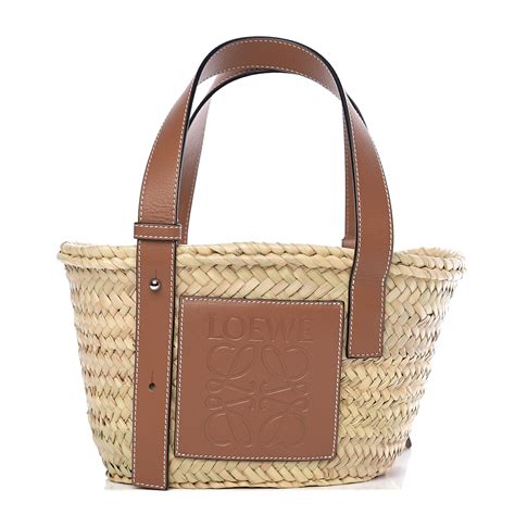 loewe small raffia basket bag